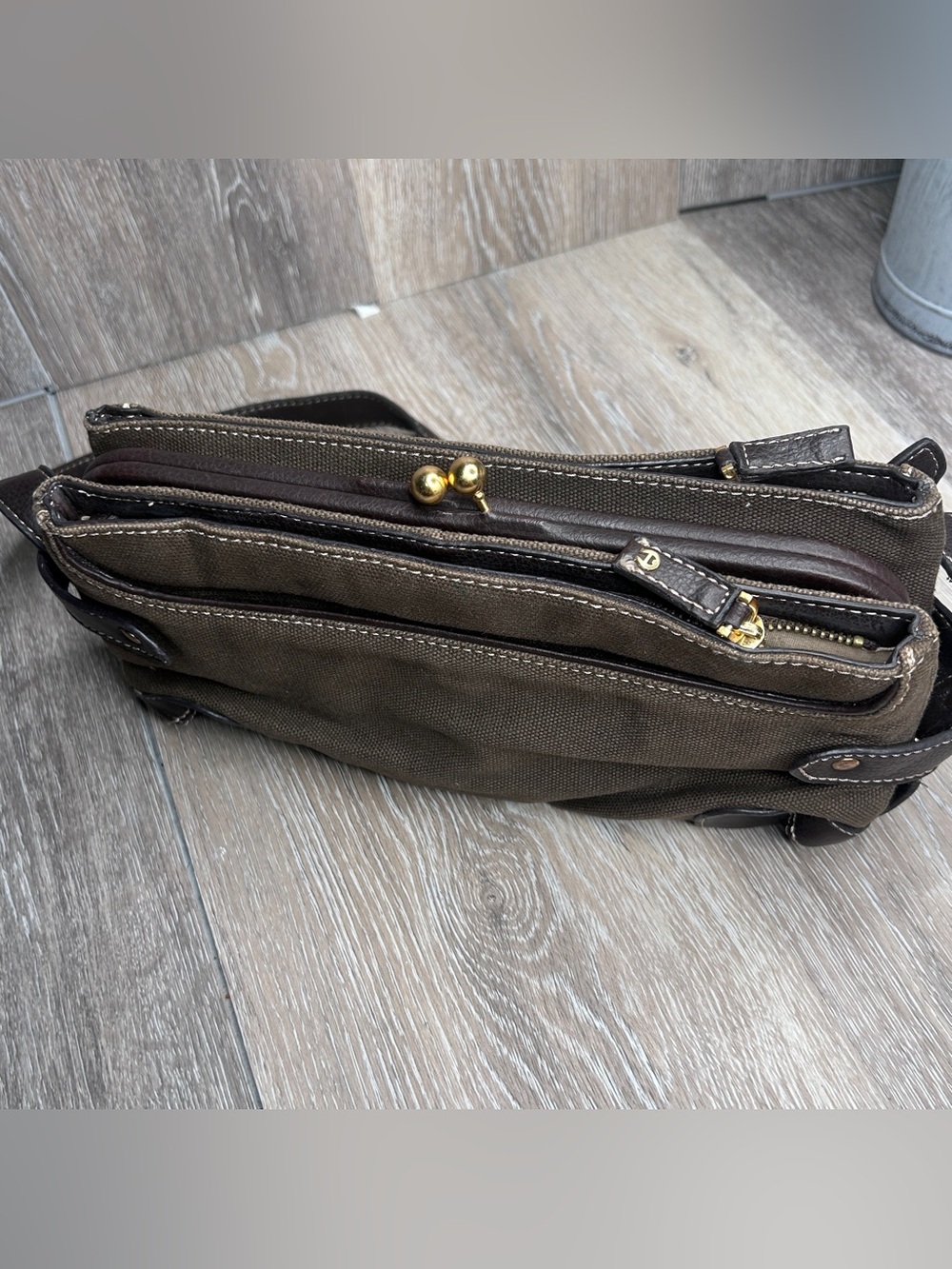 Etienne Aigner Brown Crossbody Bag |
Canvas Messenger w/ Leather Strap - Picture 4 of 16